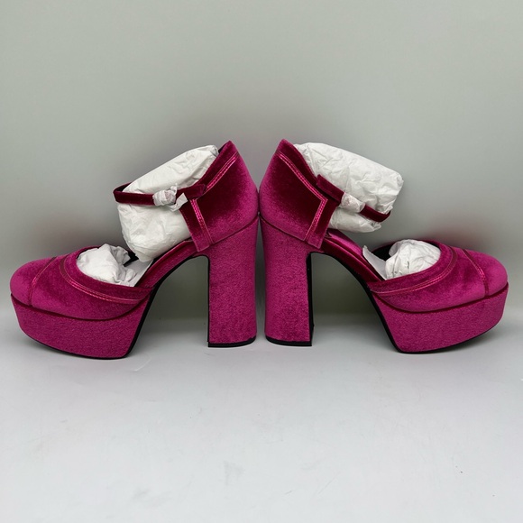 Jeffrey Campbell Low Down Platform Fuchsia Velvet - Picture 9 of 15